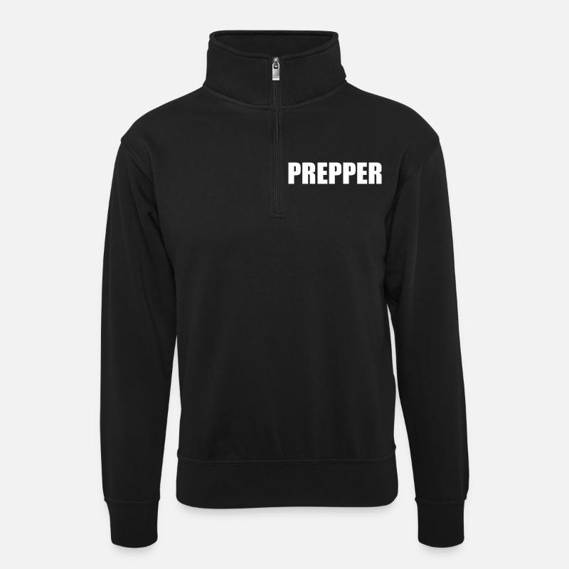 Prepper - Unisex sweater with zip collar - black