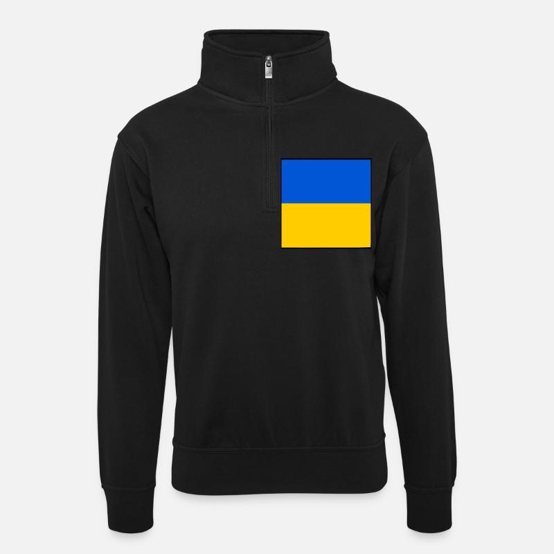 Ukraine flagge - Unisex Pullover mit Zip-Kragen - Schwarz