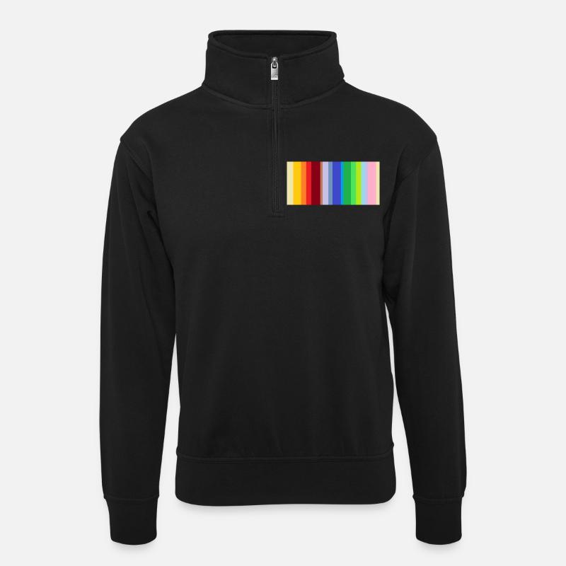 Strichcode: divers - Unisex Pullover mit Zip-Kragen - Schwarz