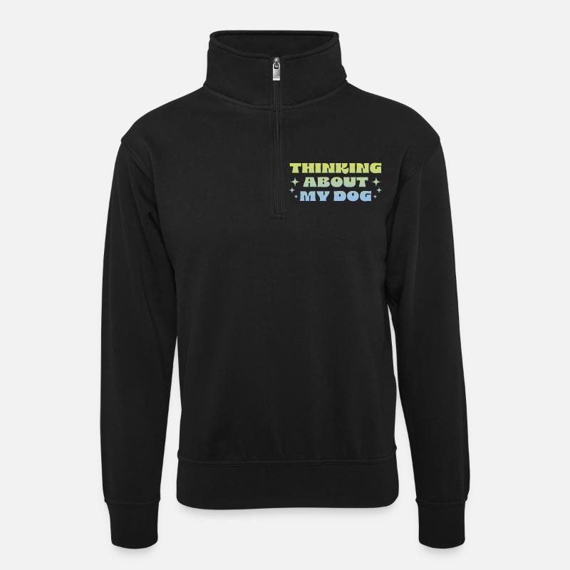 Penser à mon chien - Sweat col montant zippé unisexe - noir