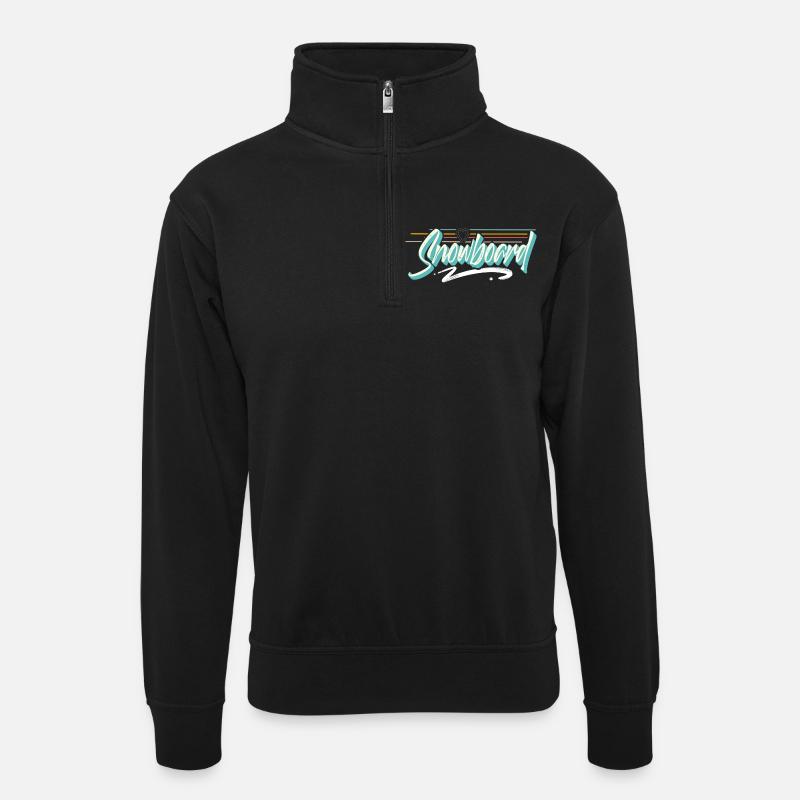 Snowboard - Unisex Pullover mit Zip-Kragen - Schwarz