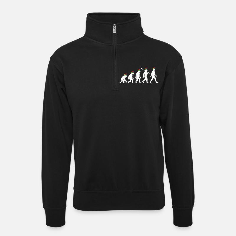 Homo Karnevalis | Evolution der Narren, Fastnacht - Unisex Pullover mit Zip-Kragen - Schwarz