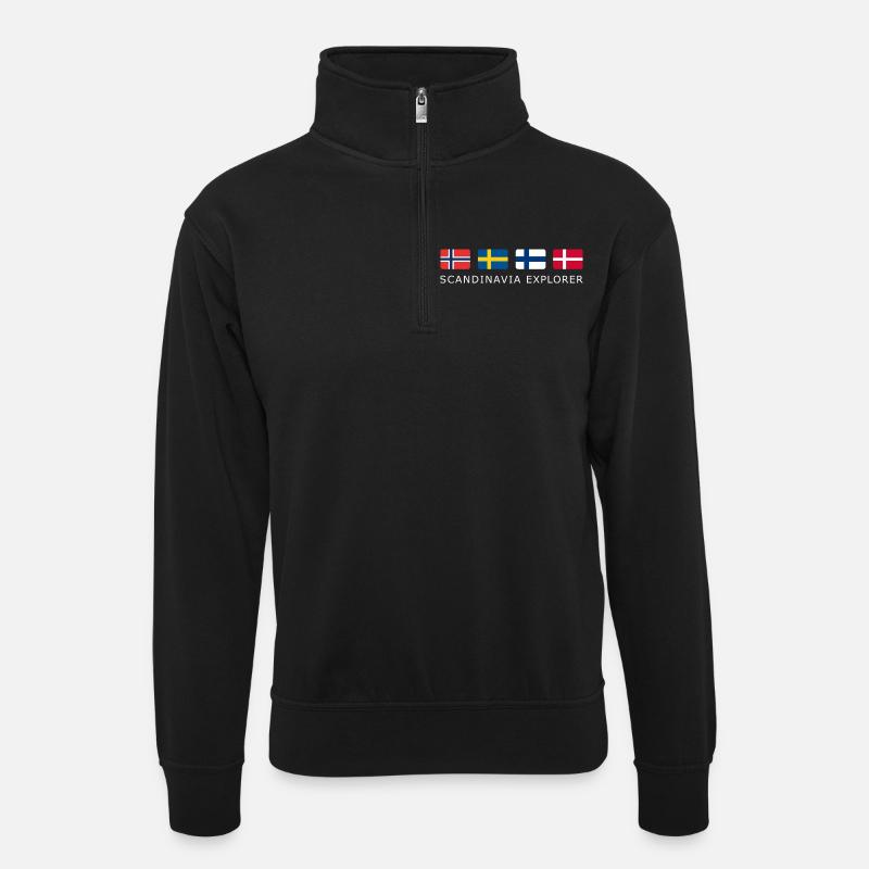 SCANDINAVIA EXPLORER white-lettered - Sweat col montant zippé unisexe - noir