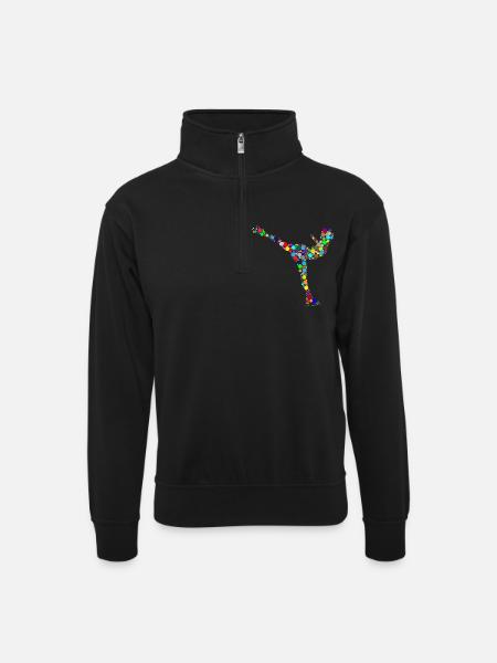 ice skating - Unisex sweater with zip collar - black