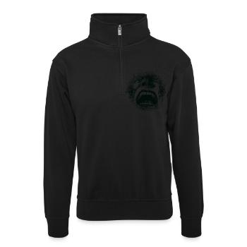 Der große Schrei - Unisex Pullover mit Zip-Kragen - Schwarz - Vorne