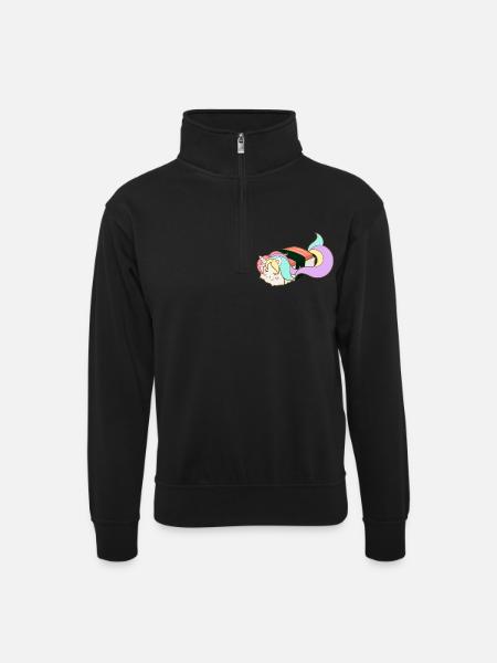 Sushi unicorn - Unisex sweater with zip collar - black