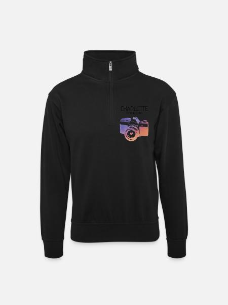 Camera Charlotte North Carolina - Unisex sweater with zip collar - black