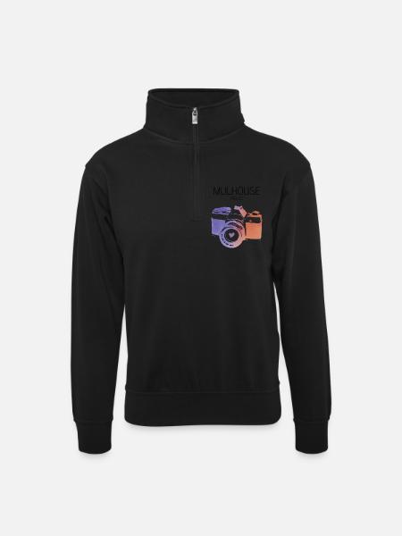 Camera Mulhouse France - Unisex sweater with zip collar - black