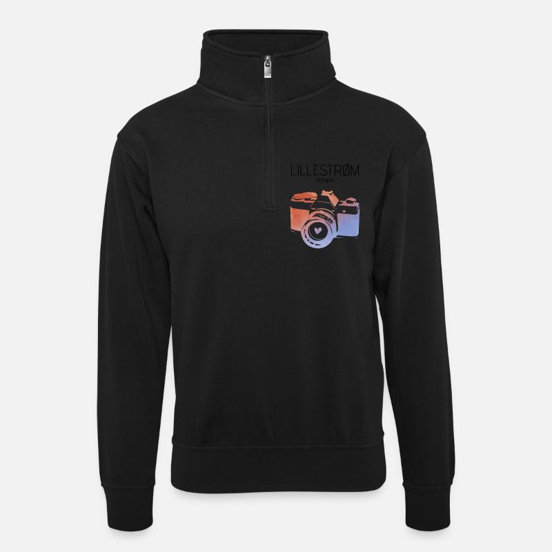 Lilleström, Norwegen - Unisex Pullover mit Zip-Kragen - Schwarz