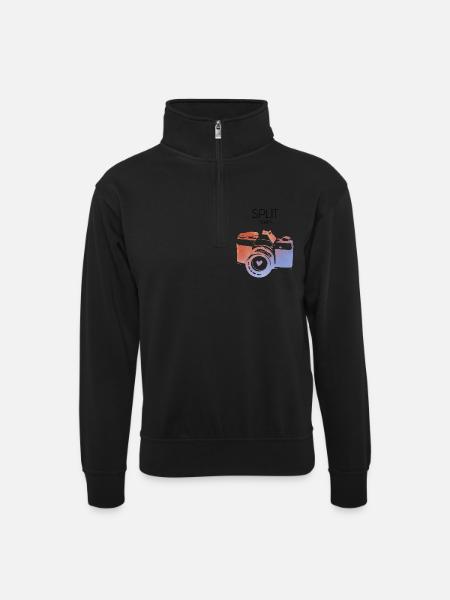 Split, Croatia - Unisex sweater with zip collar - black