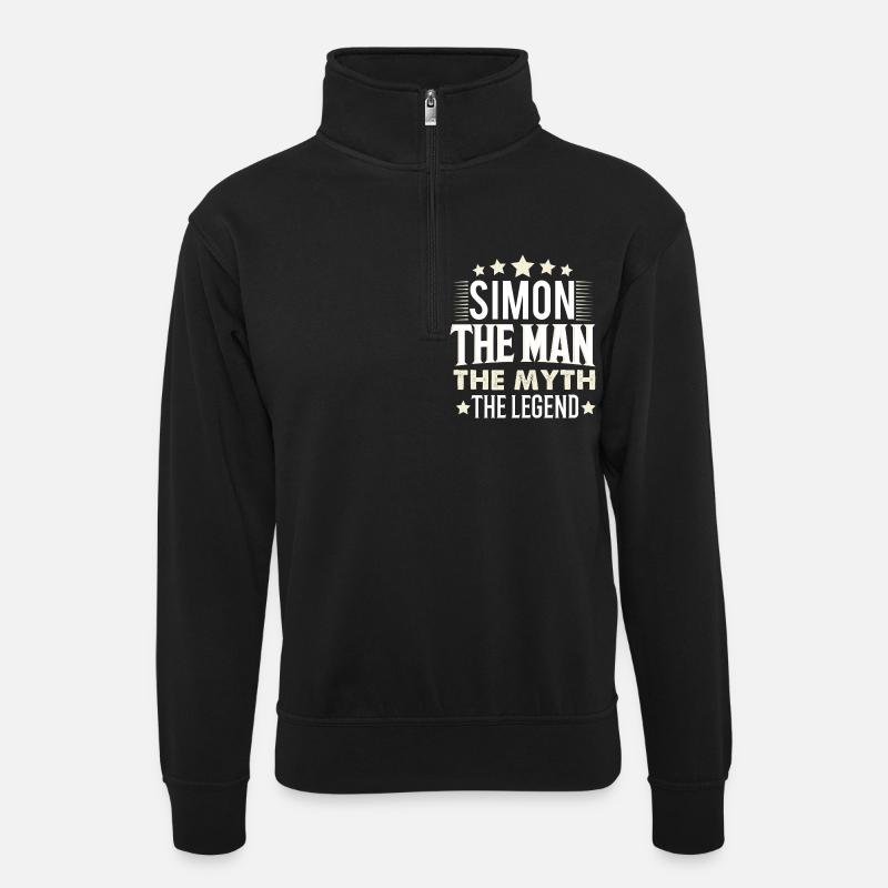 Simon - Unisex sweater with zip collar - black
