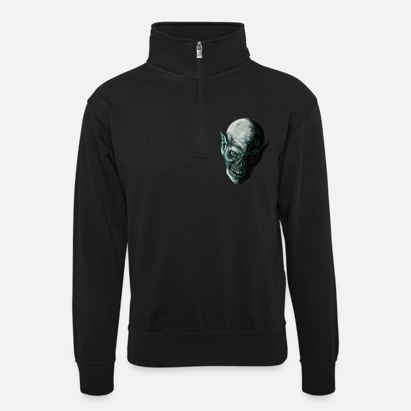 ICY SKULL - Sweat col montant zippé unisexe - noir
