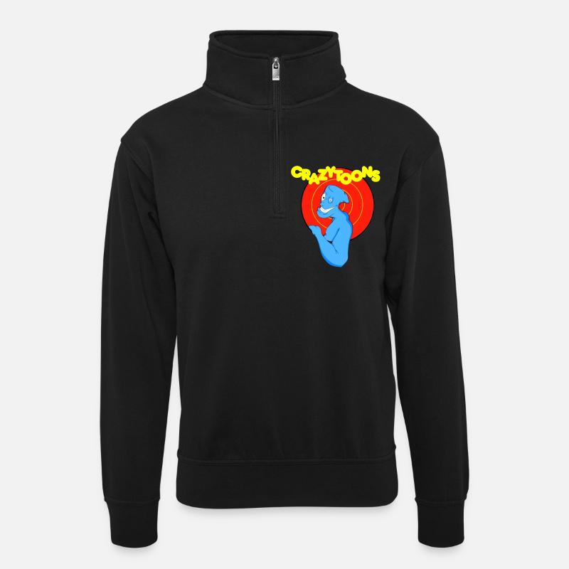 Crazytoons - Unisex sweater with zip collar - black