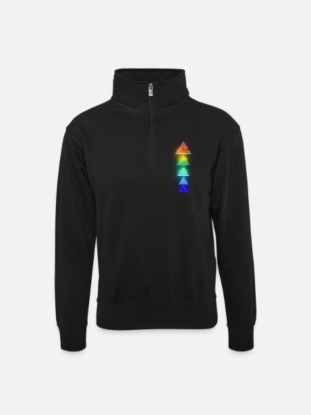 Neon Dreick Bunt - Unisex Pullover mit Zip-Kragen - Schwarz