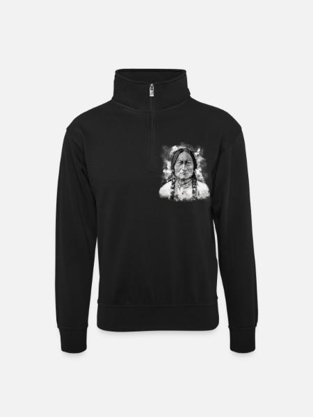 Indian - Unisex sweater with zip collar - black