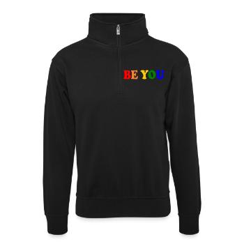 Be you - Unisex Pullover mit Zip-Kragen - Schwarz - Vorne