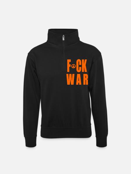 Fuck war - Unisex sweater with zip collar - black