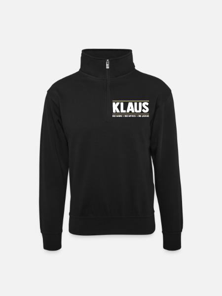 Klaus - Unisex sweater with zip collar - black