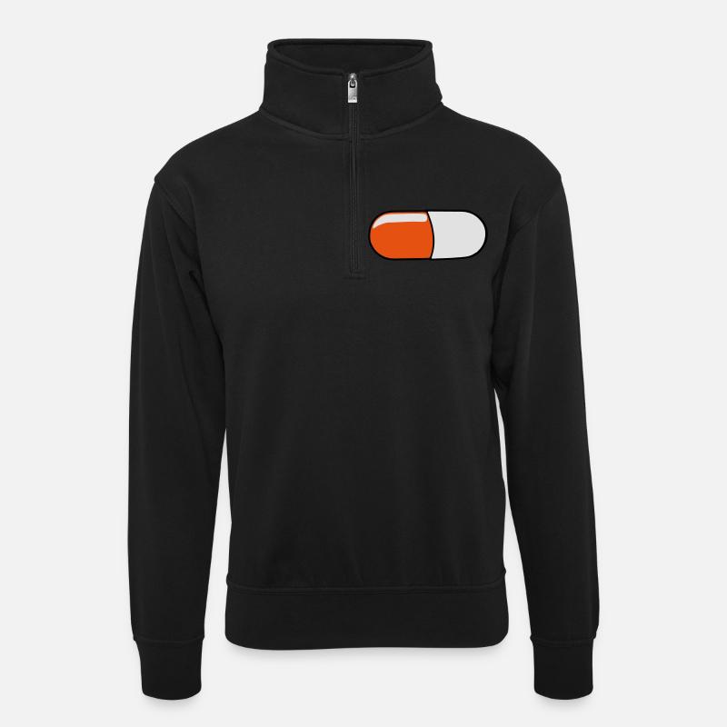 rote Pille - Unisex Pullover mit Zip-Kragen - Schwarz