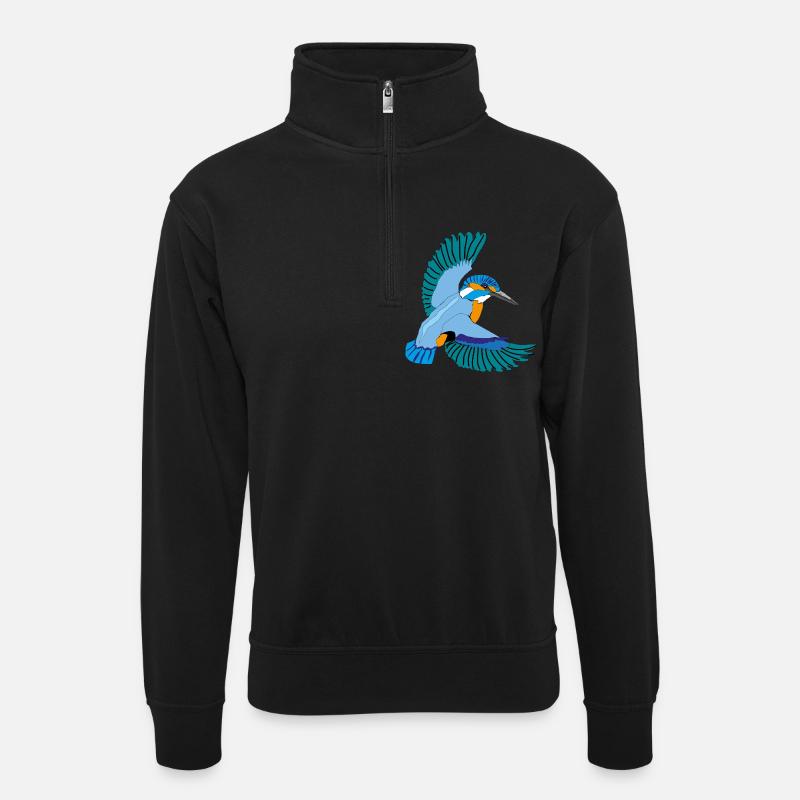 Eisvogel - Unisex Pullover mit Zip-Kragen - Schwarz