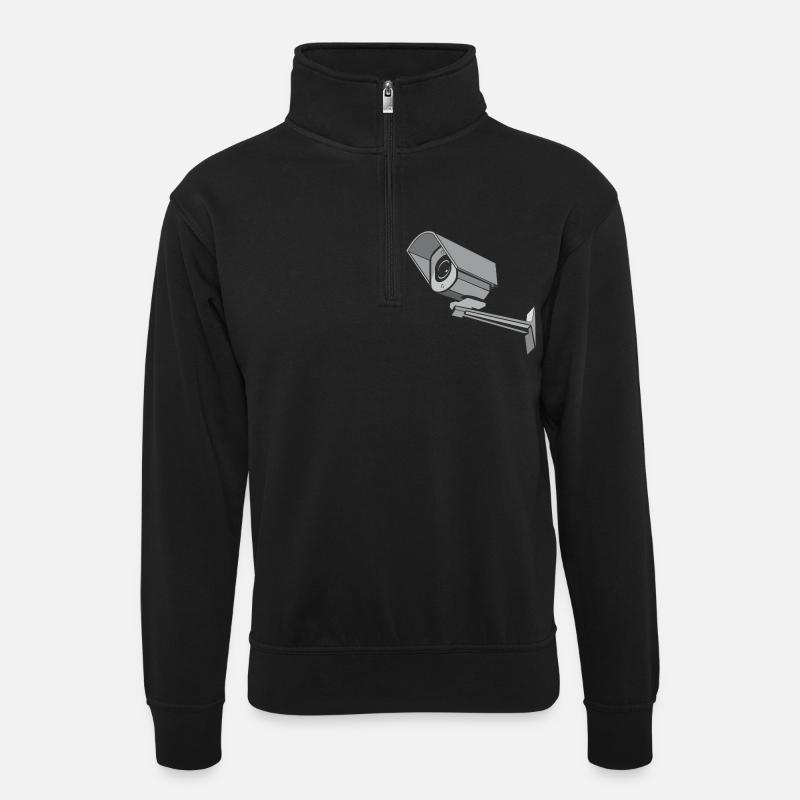 Security Camera - Unisex sweater with zip collar - black