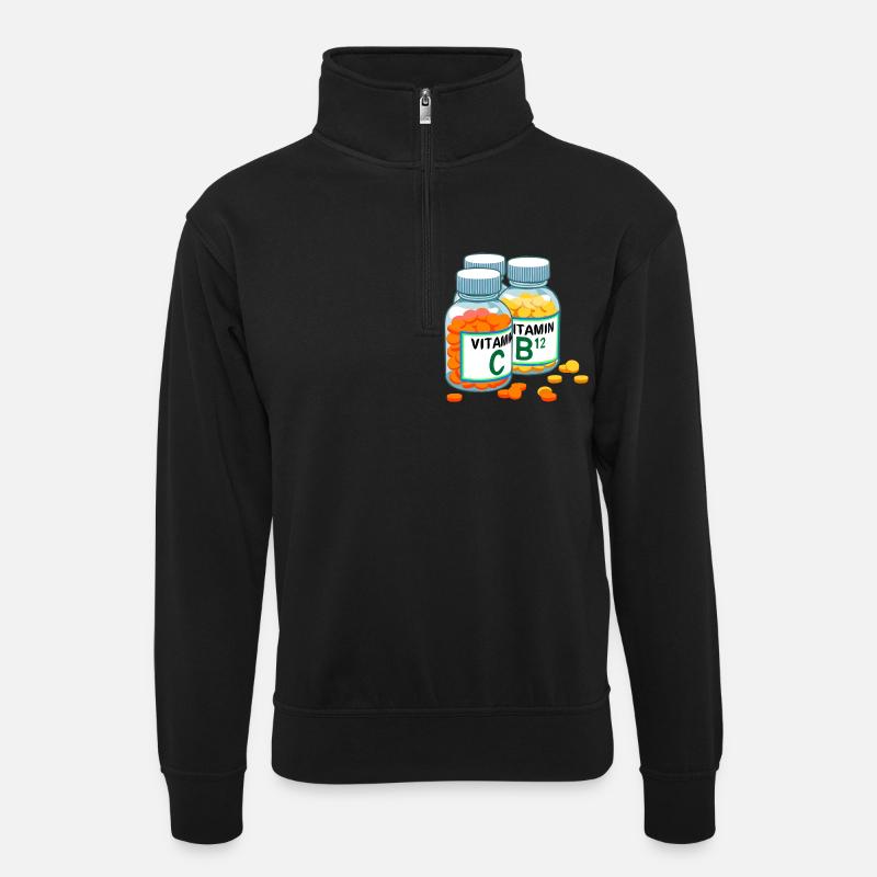 vitamins - Unisex sweater with zip collar - black