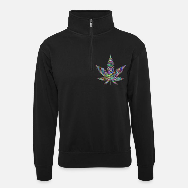Rainbow Weed - Unisex sweater with zip collar - black
