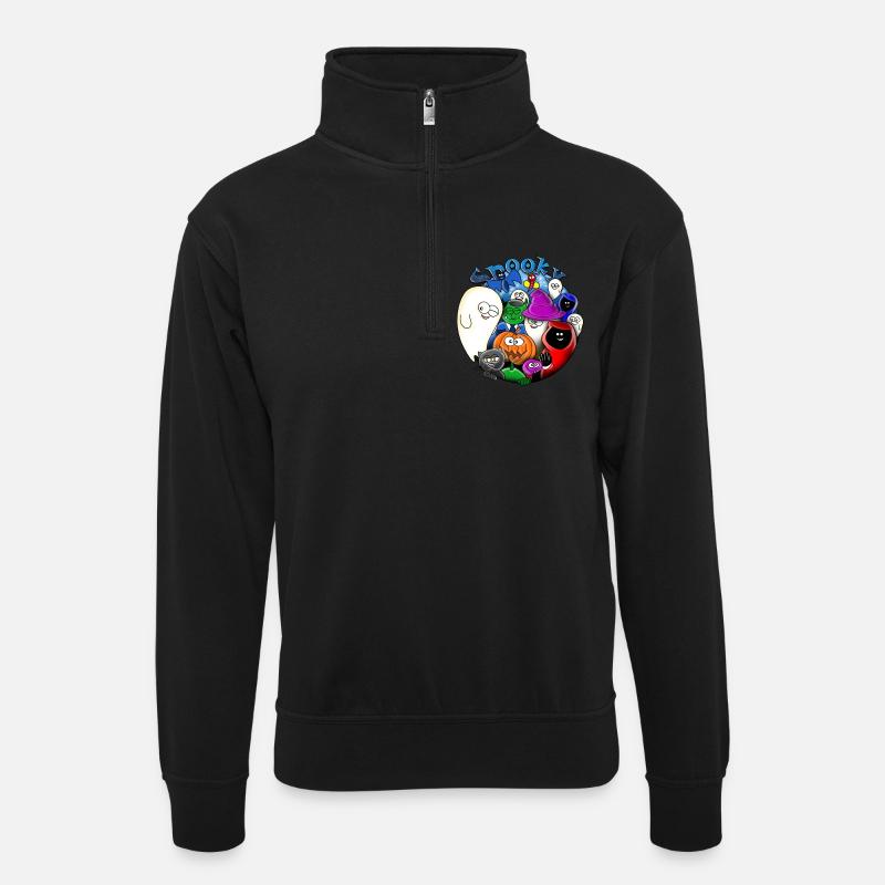 gruselig - Unisex Pullover mit Zip-Kragen - Schwarz