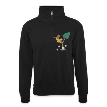 biber beaver flannelette animal tiere9 - Unisex Pullover mit Zip-Kragen - Schwarz - Vorne