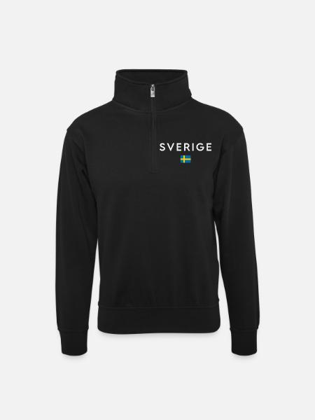 Drapeau de la Suède - Sweat col montant zippé unisexe - noir