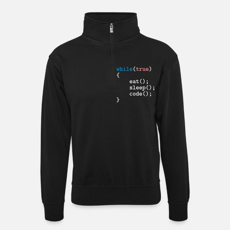 Programmierer, Software, Informatik, Developer - Unisex Pullover mit Zip-Kragen - Schwarz