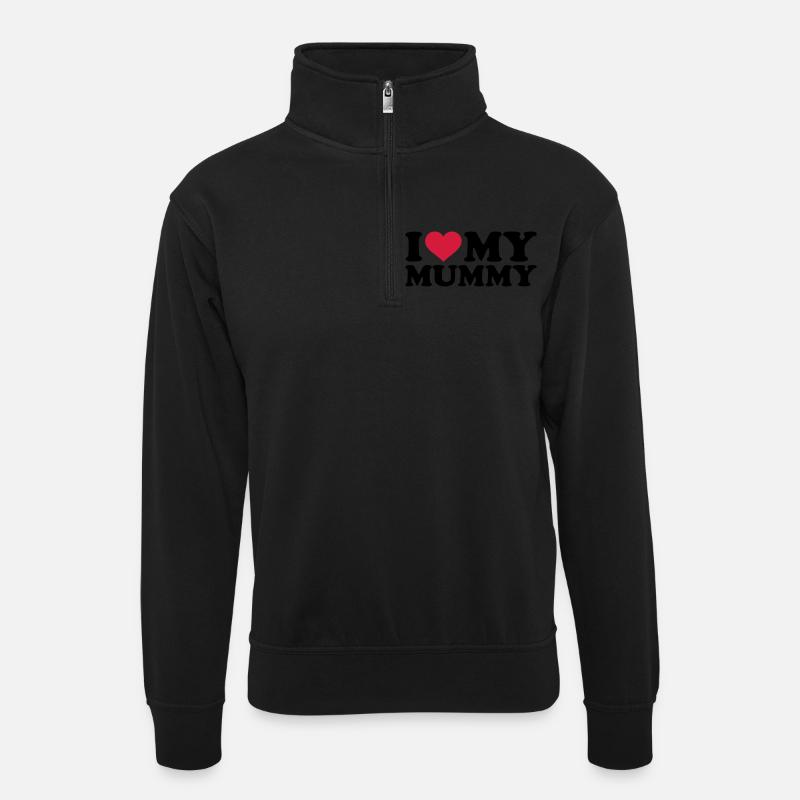 I love my Mummy - Unisex sweater with zip collar - black