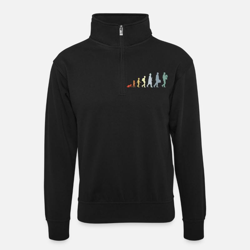 Entwicklung eines Waldhornisten - Unisex Pullover mit Zip-Kragen - Schwarz