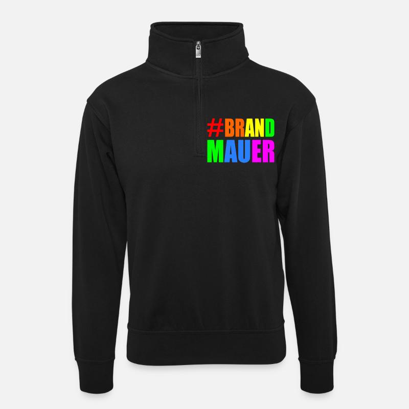 brandmauer - Unisex Pullover mit Zip-Kragen - Schwarz