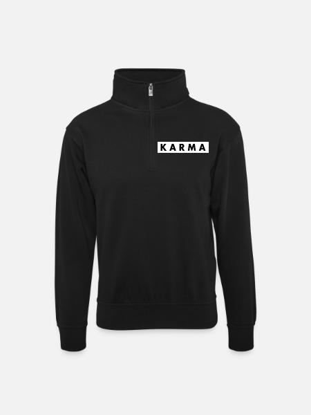 Karma - Unisex Pullover mit Zip-Kragen - Schwarz