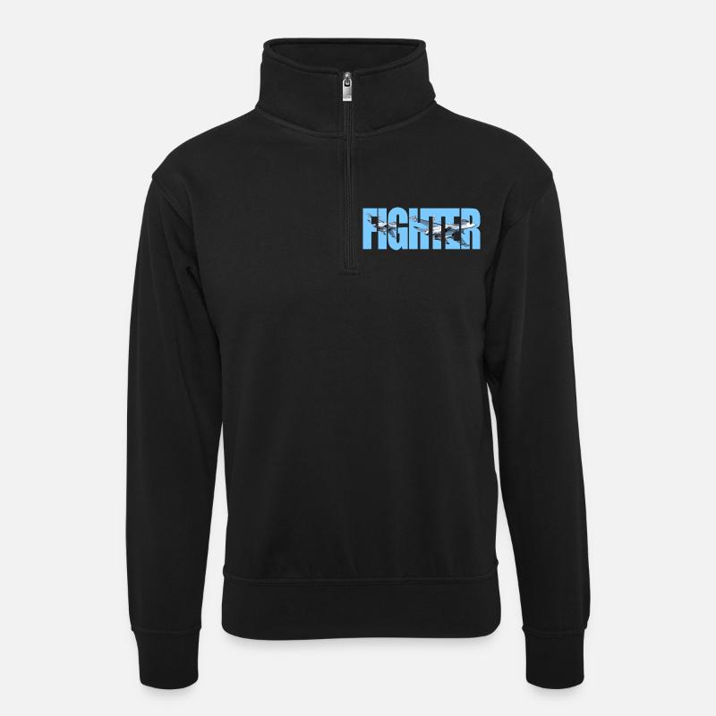 Fighter Su-30SM - Unisex Pullover mit Zip-Kragen - Schwarz