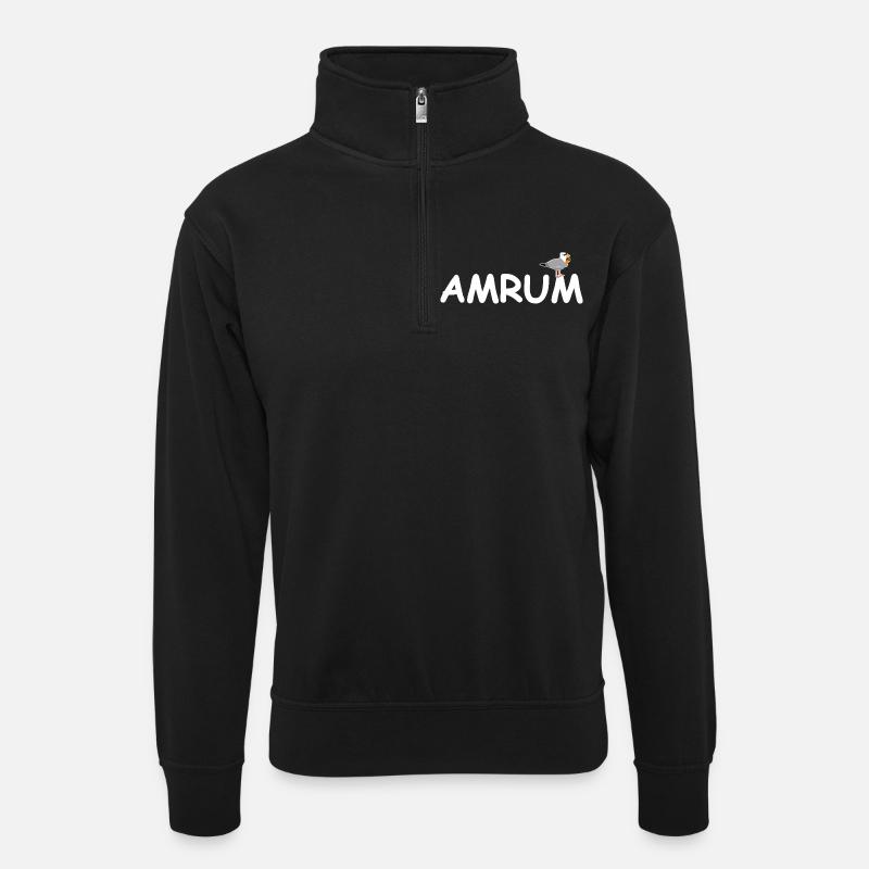 Amrum Seagull North Sea - Unisex sweater with zip collar - black