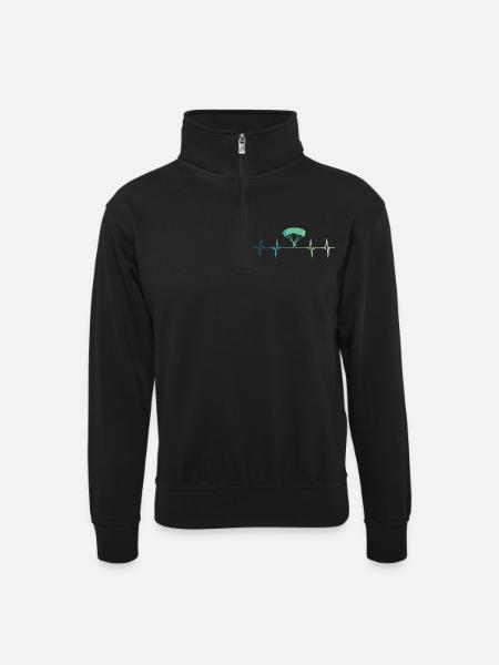 Paragliding-Herzschlag-Gleitschirm - Unisex Pullover mit Zip-Kragen - Schwarz