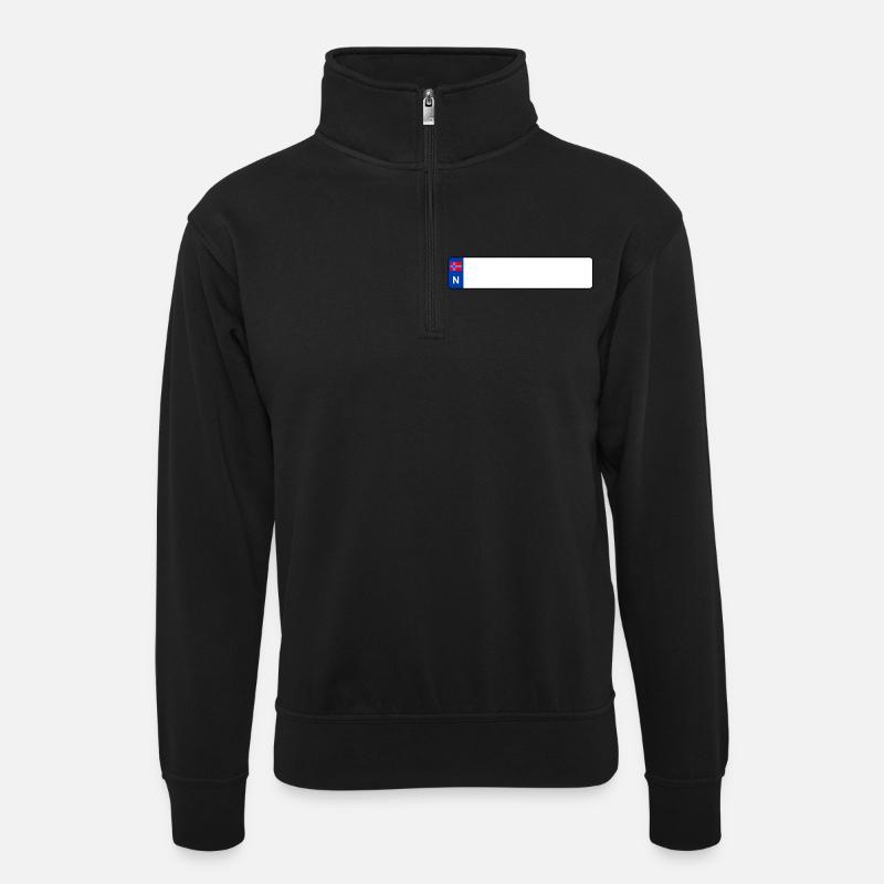 plaque d'immatriculation N - Sweat col montant zippé unisexe - noir