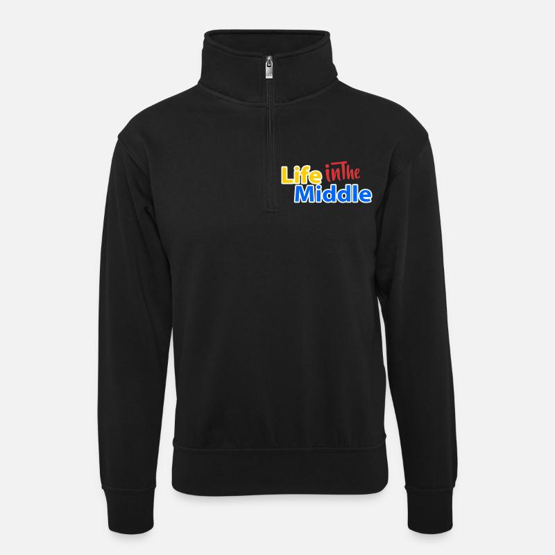 Lebeninthemiddle - Unisex Pullover mit Zip-Kragen - Schwarz