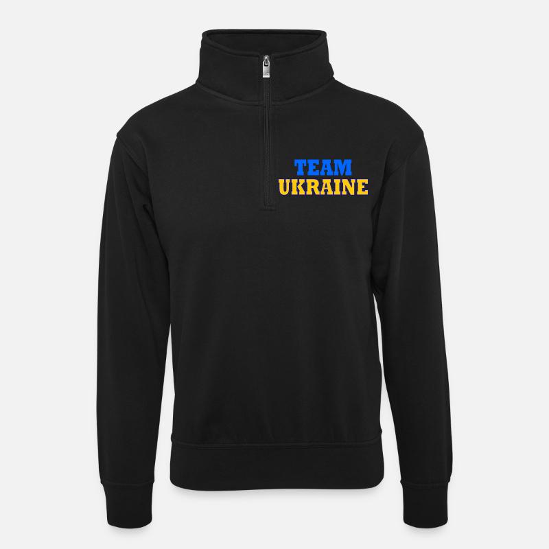 Team ukraine - Unisex Pullover mit Zip-Kragen - Schwarz