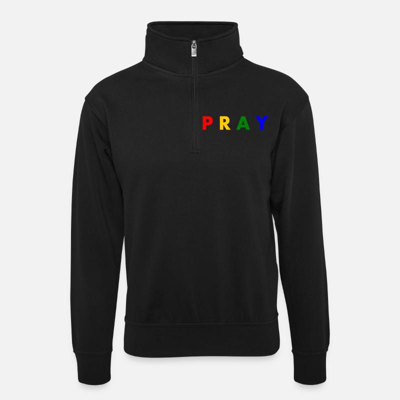 Pray - Unisex sweater with zip collar - black