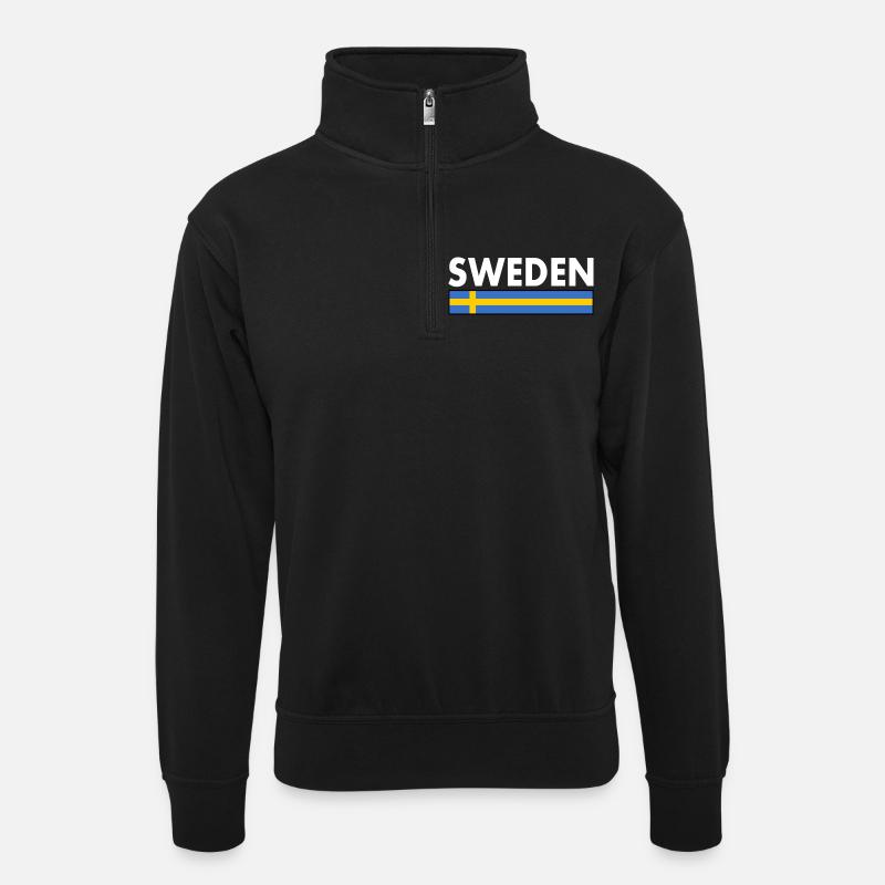 Schweden - Unisex Pullover mit Zip-Kragen - Schwarz