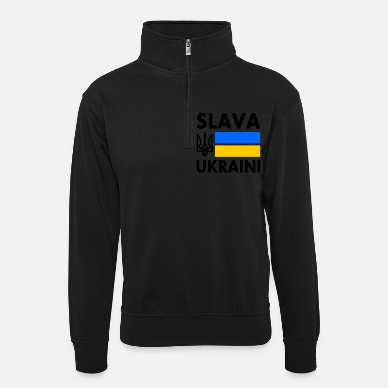 Ukraine - Unisex Pullover mit Zip-Kragen - Schwarz