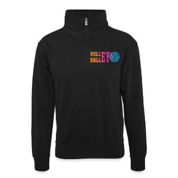 Buntes Volleyball - Unisex Pullover mit Zip-Kragen - Schwarz - Vorne