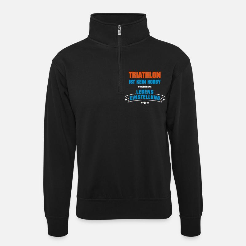 Triathlon Sportart - Unisex Pullover mit Zip-Kragen - Schwarz