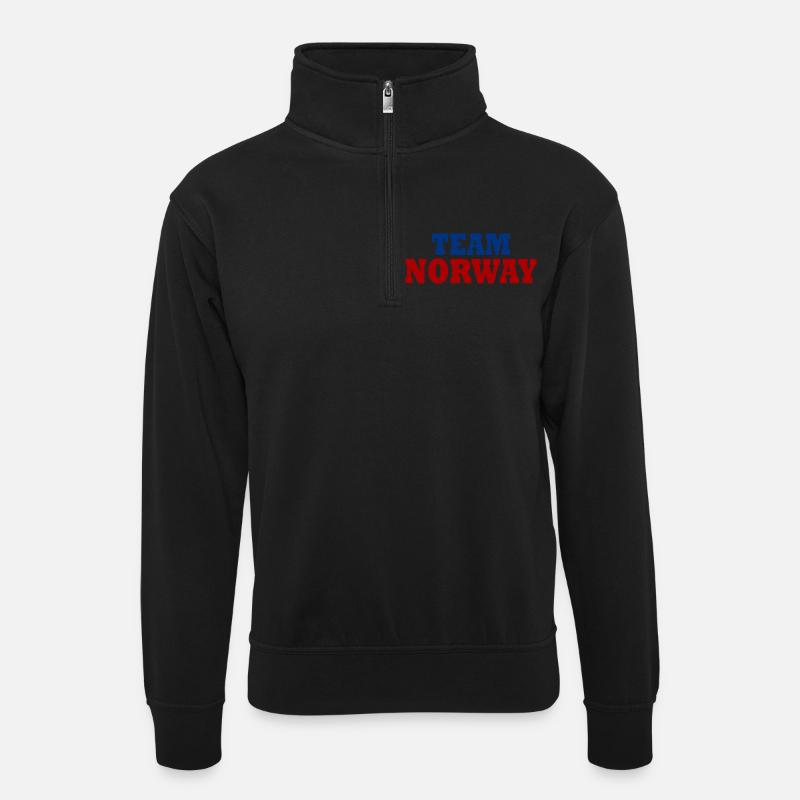 Norwegen - Unisex Pullover mit Zip-Kragen - Schwarz
