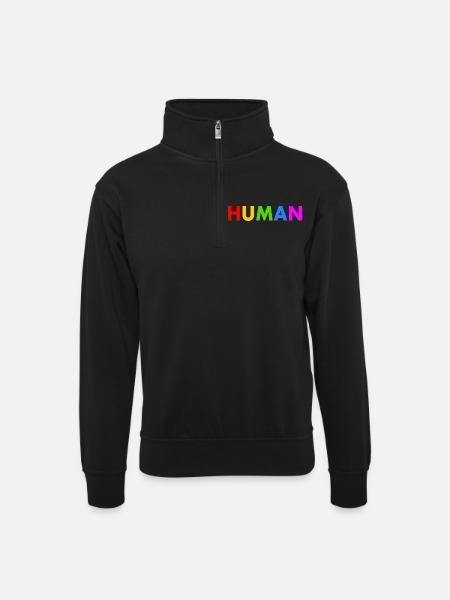 Human - Unisex sweater with zip collar - black