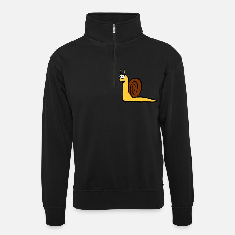 Schnecki#happy - Unisex Pullover mit Zip-Kragen - Schwarz