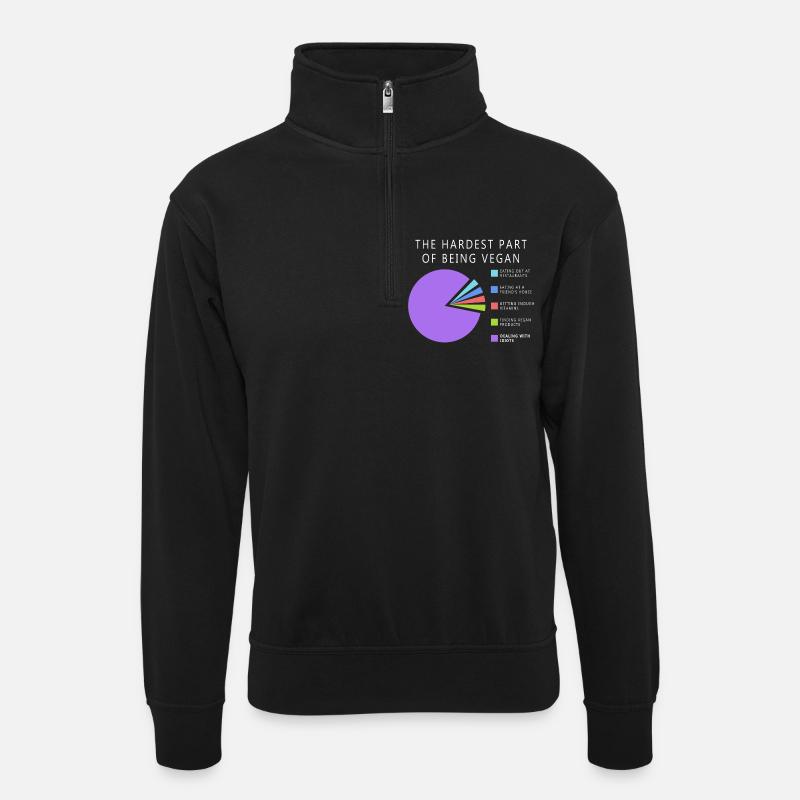 Vegan Statistik - Unisex Pullover mit Zip-Kragen - Schwarz